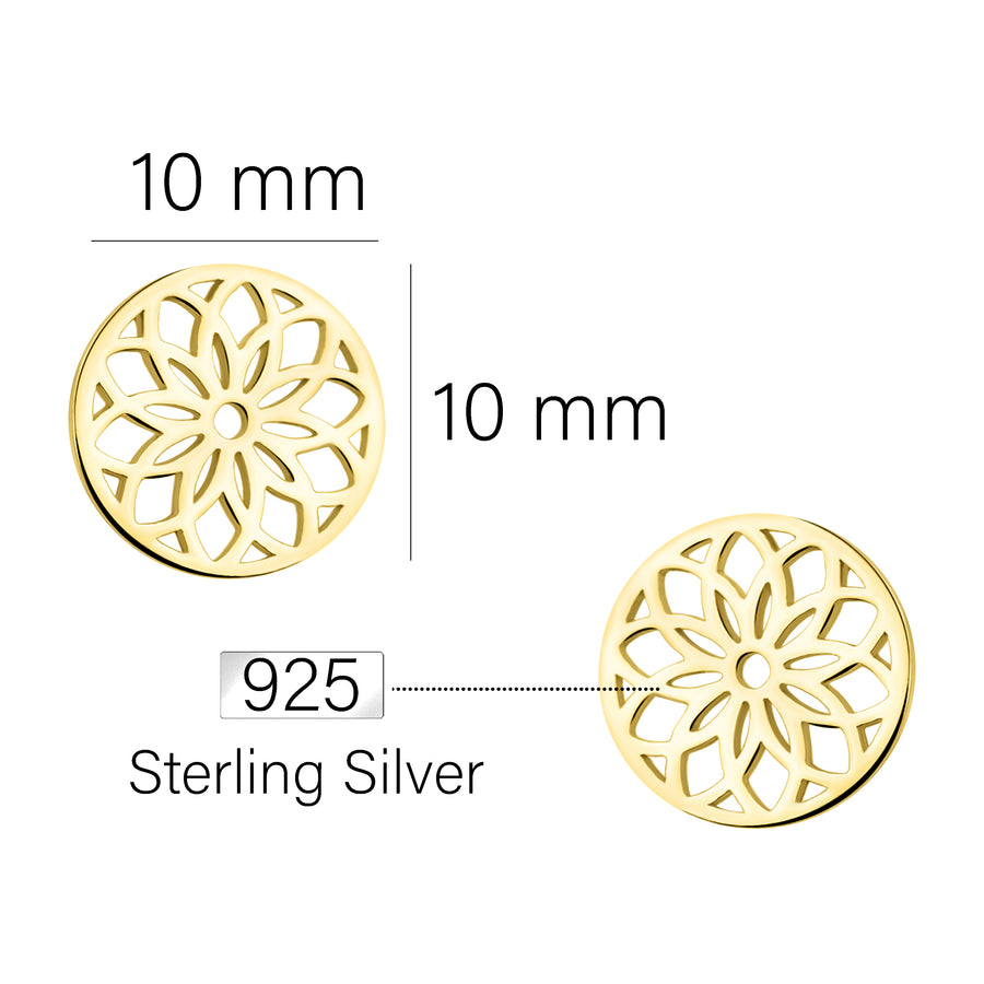 Maßenansicht von Blumen Kreis Ohrstecker in 925 Silber von Sofia Milani - E1890