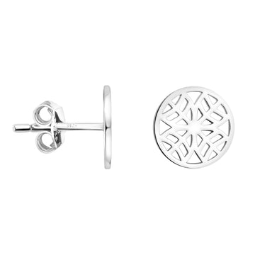 Haupt- und Seitenansicht von Ornament Kreis Ohrstecker in 925 Silber von Sofia Milani - E1891