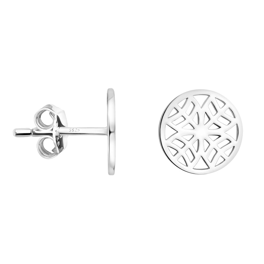 Haupt- und Seitenansicht von Ornament Kreis Ohrstecker in 925 Silber von Sofia Milani - E1891