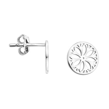 Haupt- und Seitenansicht von Ornament Kreis Ohrstecker in 925 Silber von Sofia Milani - E1893