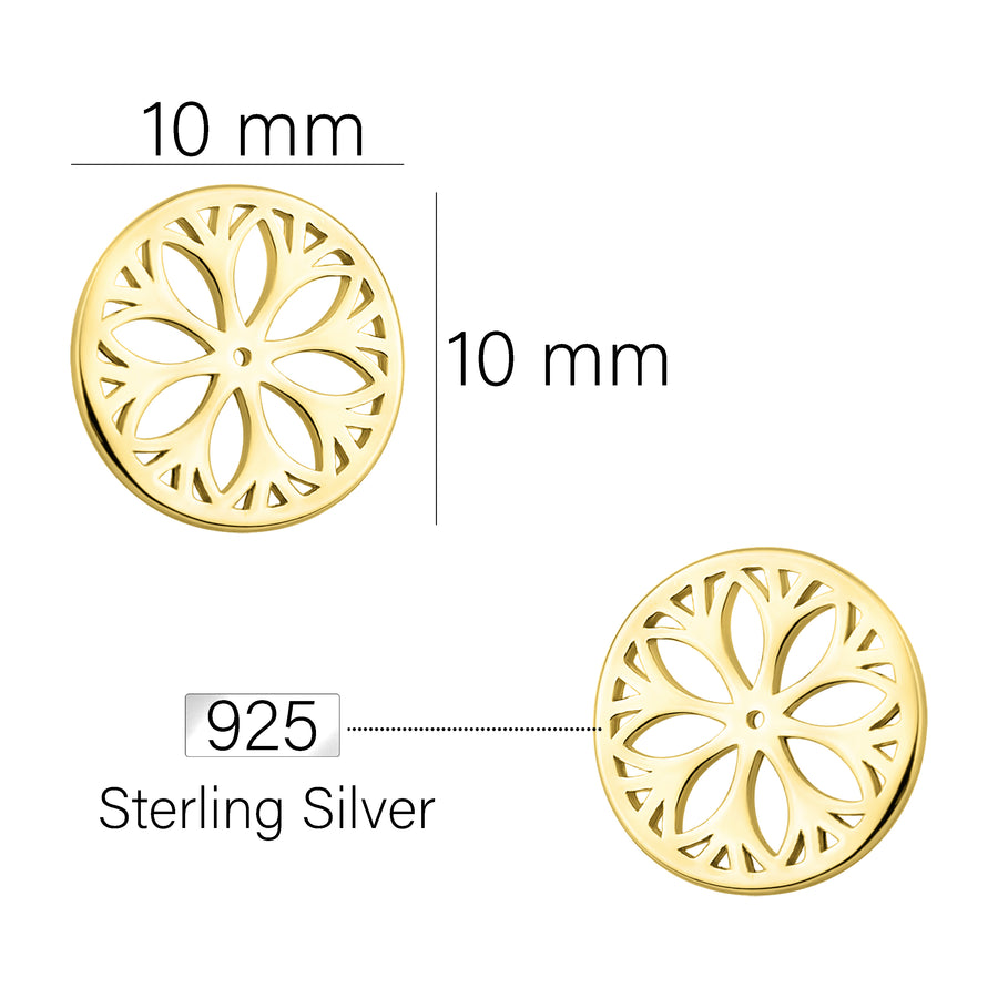 Maßenansicht von Ornament Kreis Ohrstecker in 925 Silber von Sofia Milani - E1894
