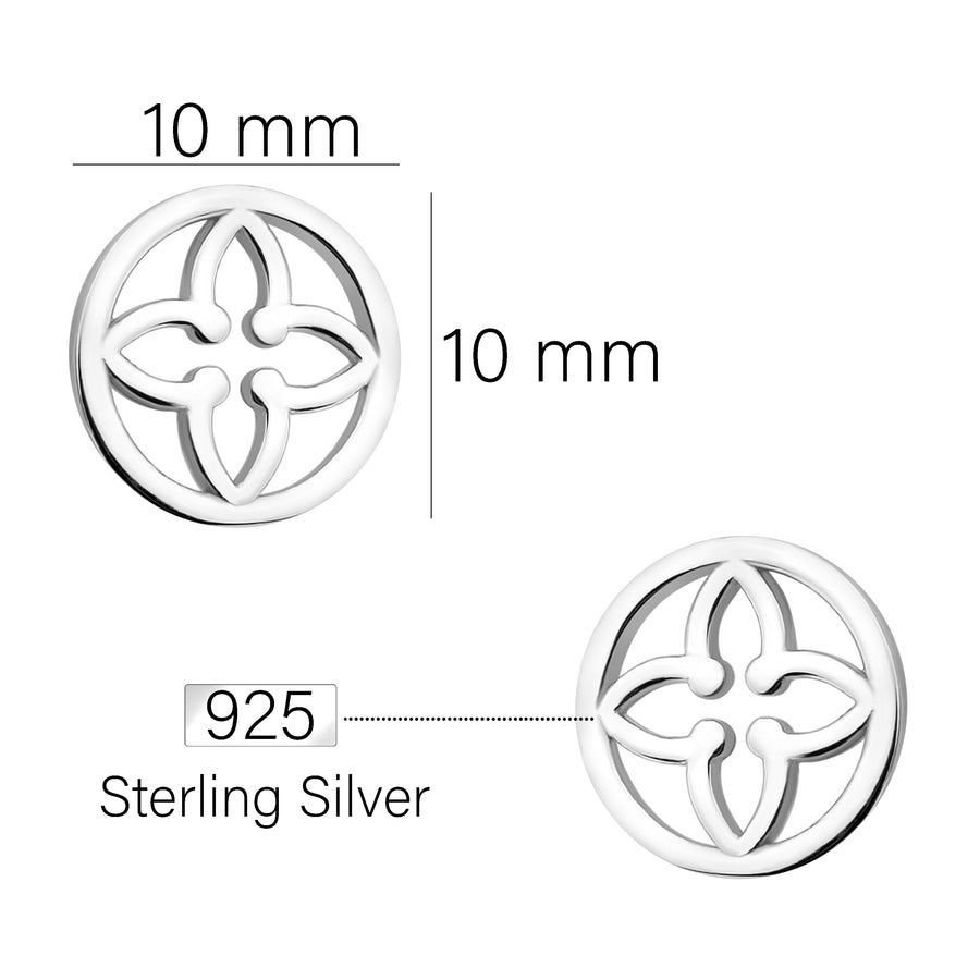 Maßenansicht von Blumen Kreis Ohrstecker in 925 Silber von Sofia Milani - E1895