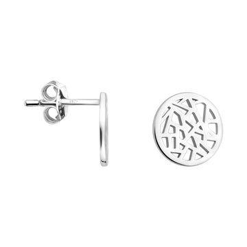Haupt- und Seitenansicht von Ornament Kreis Ohrstecker in 925 Silber von Sofia Milani - E1897