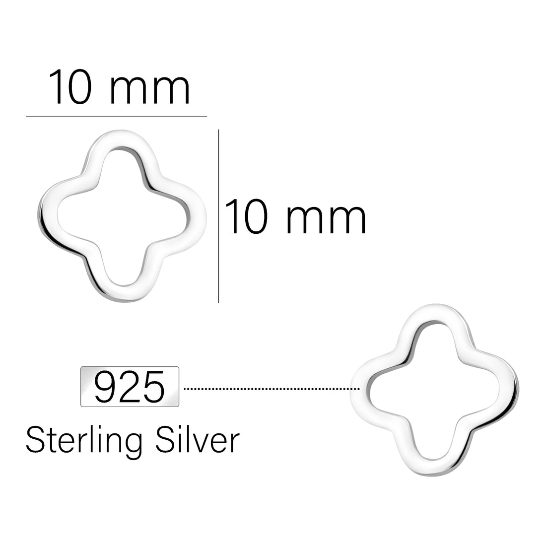 Maßenansicht von Blumen Ohrstecker in 925 Silber von Sofia Milani - E1899