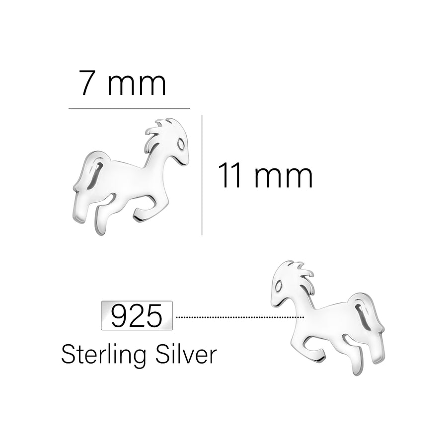 Maßenansicht von Pferd Ohrstecker in 925 Silber von Sofia Milani - E1903