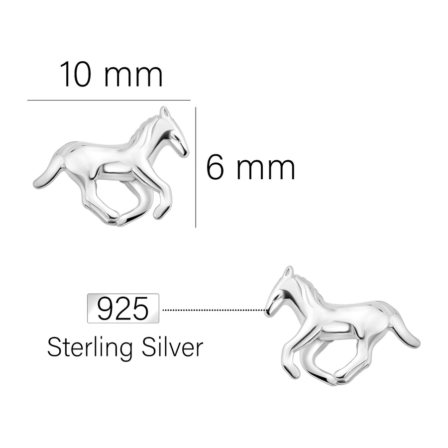 Maßenansicht von Pferd Ohrstecker in 925 Silber von Sofia Milani - E1905