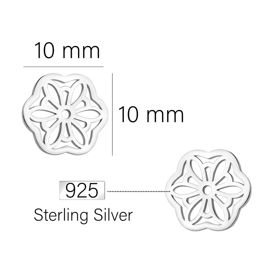 Maßenansicht von Blumen Ohrstecker in 925 Silber von Sofia Milani - E1909