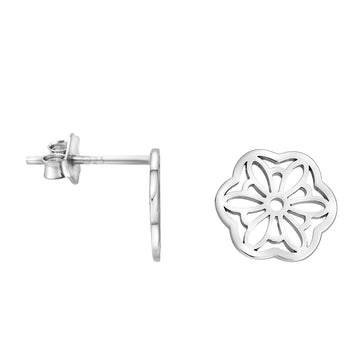 Haupt- und Seitenansicht von Blumen Ohrstecker in 925 Silber von Sofia Milani - E1909