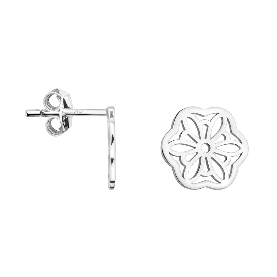 Haupt- und Seitenansicht von Blumen Ohrstecker in 925 Silber von Sofia Milani - E1909