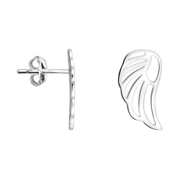 Haupt- und Seitenansicht von Flügel Engel Ohrstecker in 925 Silber von Sofia Milani - E1915
