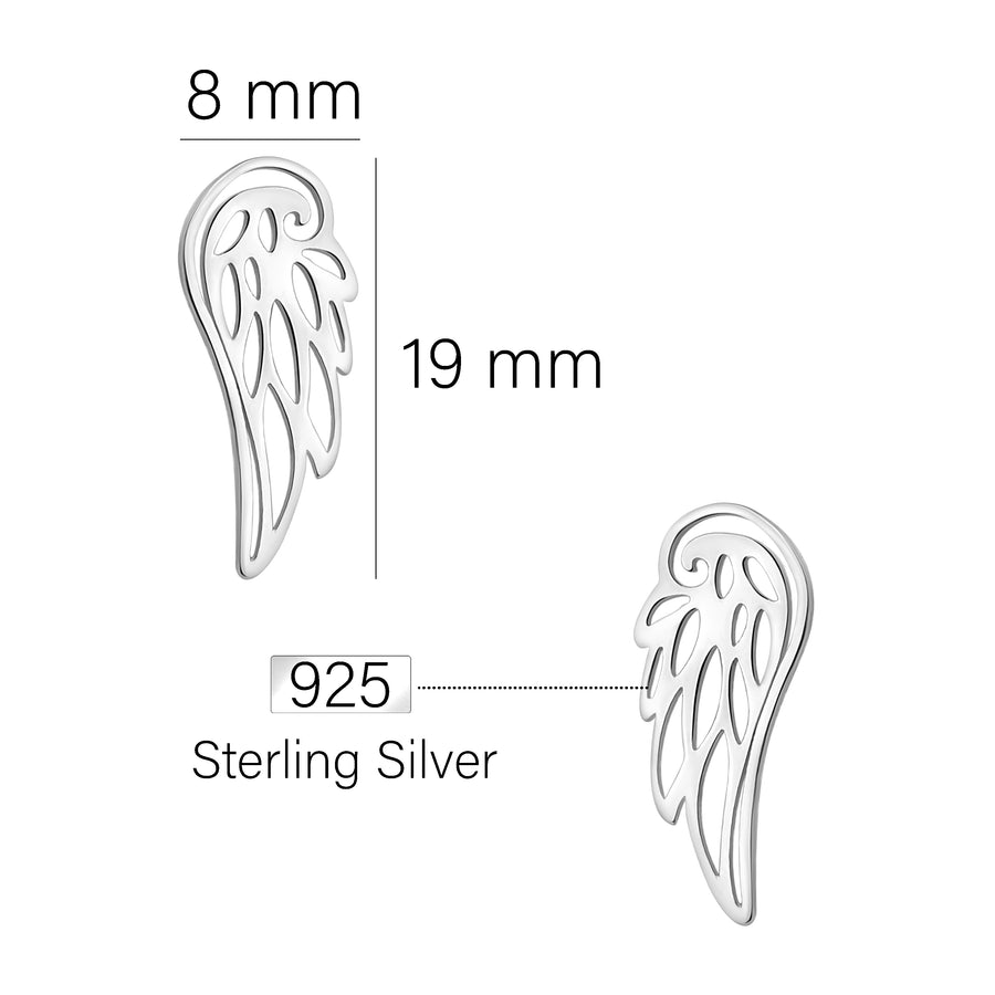 Maßenansicht von Flügel Engel Ohrstecker in 925 Silber von Sofia Milani - E1917