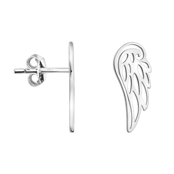 Haupt- und Seitenansicht von Flügel Engel Ohrstecker in 925 Silber von Sofia Milani - E1917