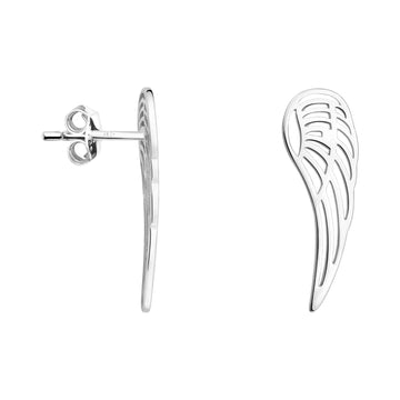 Haupt- und Seitenansicht von Flügel Engel Ohrstecker in 925 Silber von Sofia Milani - E1919