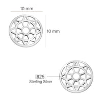 Maßenansicht von Ornament Kreis Ohrstecker in 925 Silber von Sofia Milani - E1921