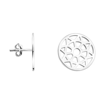 Haupt- und Seitenansicht von Ornament Kreis Ohrstecker in 925 Silber von Sofia Milani - E1921