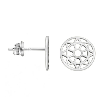 Haupt- und Seitenansicht von Ornament Kreis Ohrstecker in 925 Silber von Sofia Milani - E1921