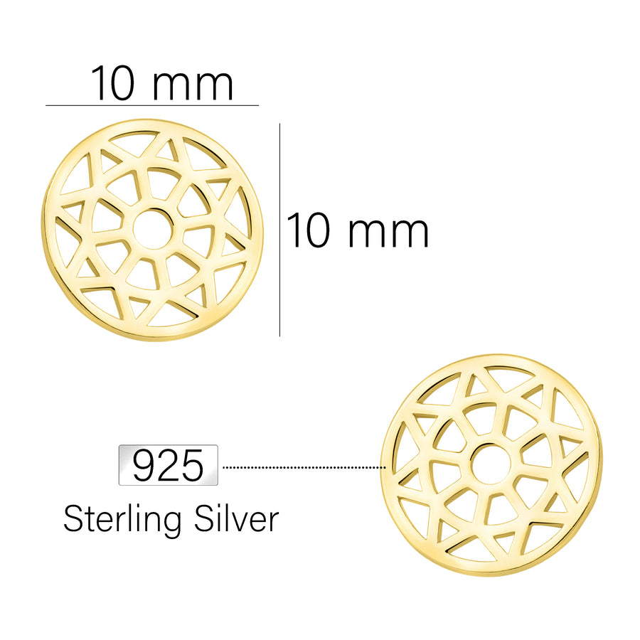 Maßenansicht von Ornament Kreis Ohrstecker in 925 Silber von Sofia Milani - E1922