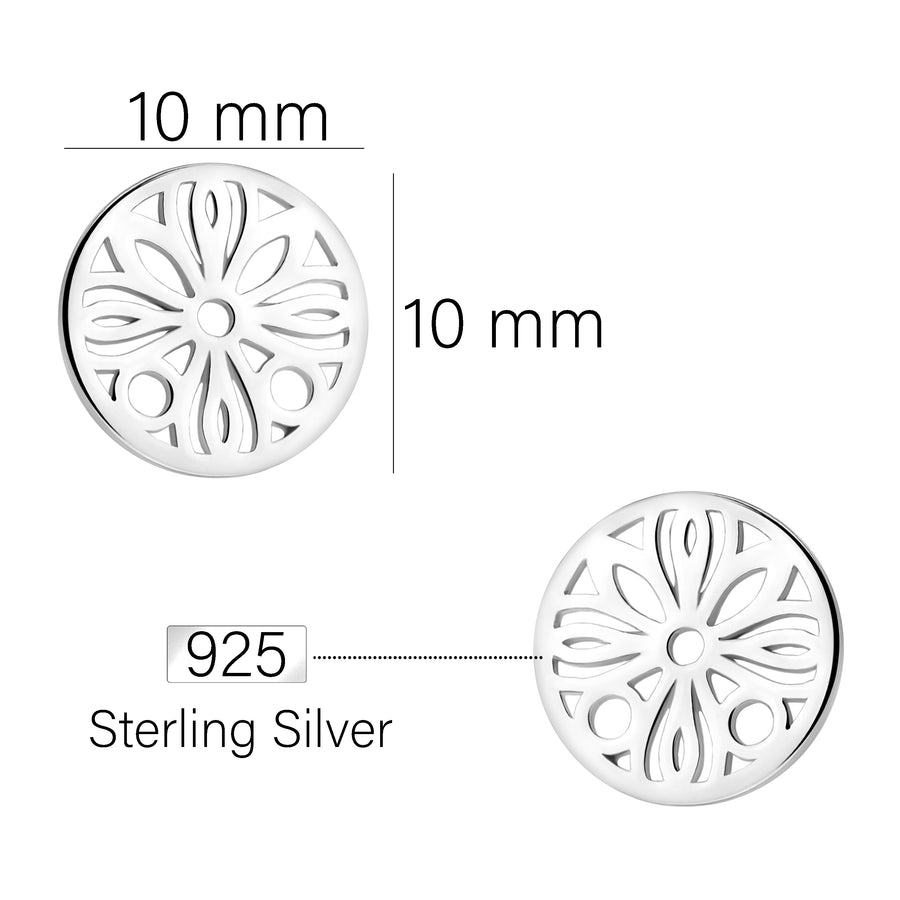 Maßenansicht von Ornament Kreis Ohrstecker in 925 Silber von Sofia Milani - E1925
