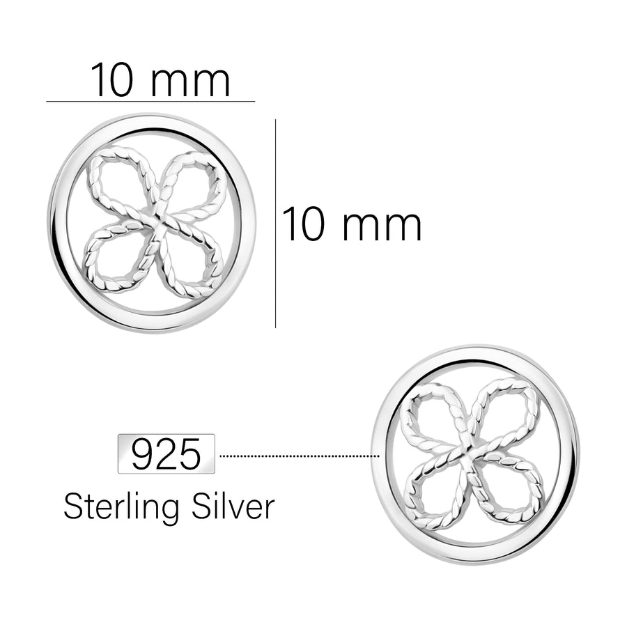 Maßenansicht von Kreis Kleeblatt Ohrstecker in 925 Silber von Sofia Milani - E1927