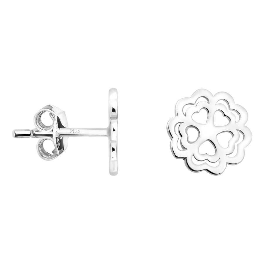 Haupt- und Seitenansicht von Blumen Ohrstecker in 925 Silber von Sofia Milani - E1929
