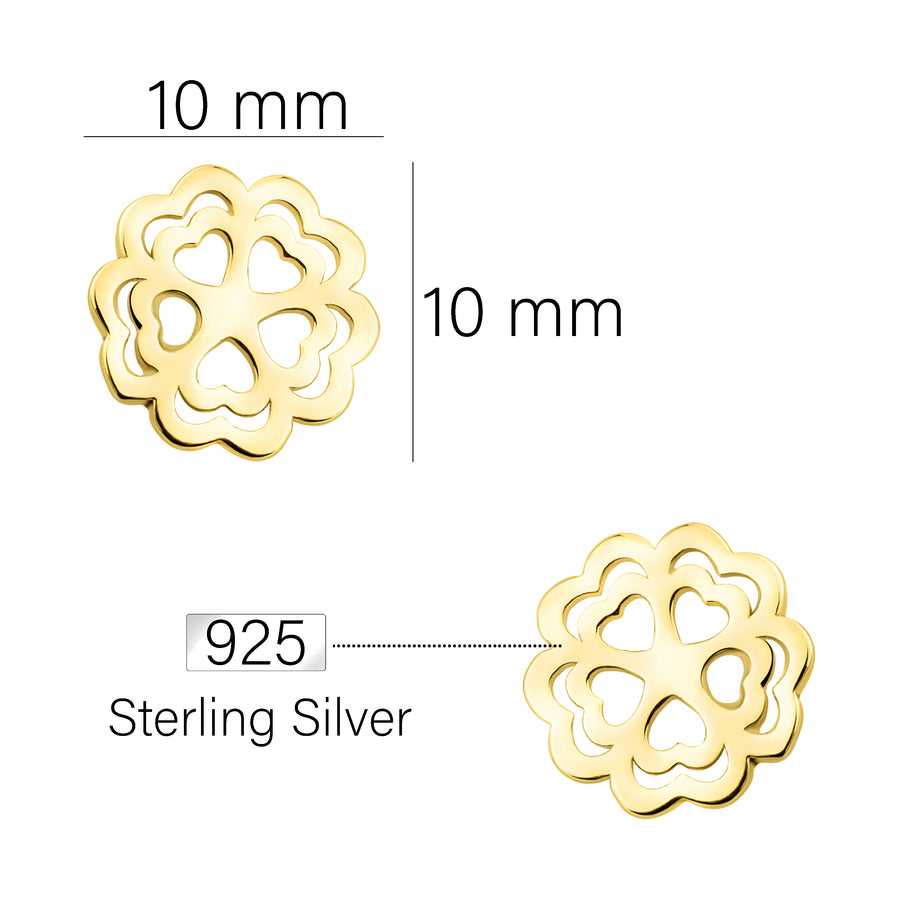 Maßenansicht von Blumen Ohrstecker in 925 Silber von Sofia Milani - E1930