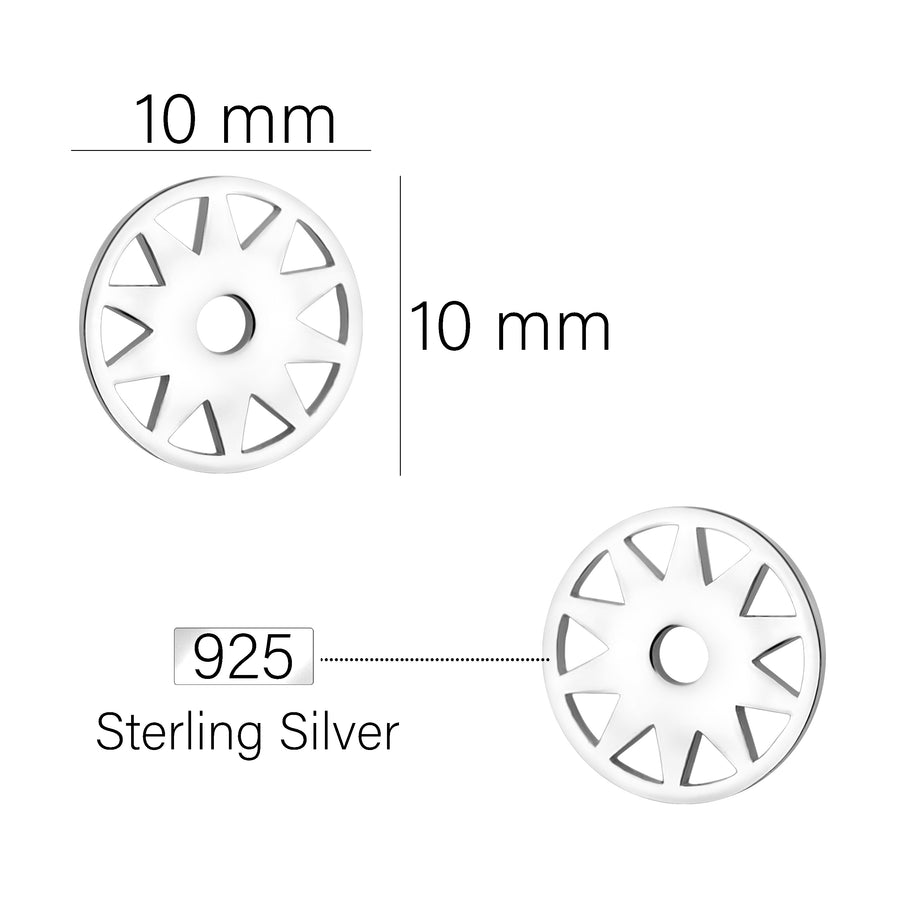 Maßenansicht von Sonne Kreis Ohrstecker in 925 Silber von Sofia Milani - E1931