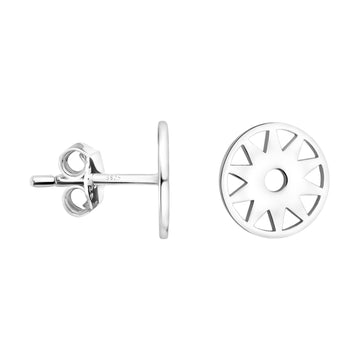 Haupt- und Seitenansicht von Sonne Kreis Ohrstecker in 925 Silber von Sofia Milani - E1931