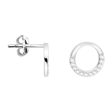 Haupt- und Seitenansicht von Kreis Ohrstecker in 925 Silber von Sofia Milani - E1940