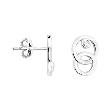 Haupt- und Seitenansicht von Kreis Ohrstecker in 925 Silber von Sofia Milani - E1941