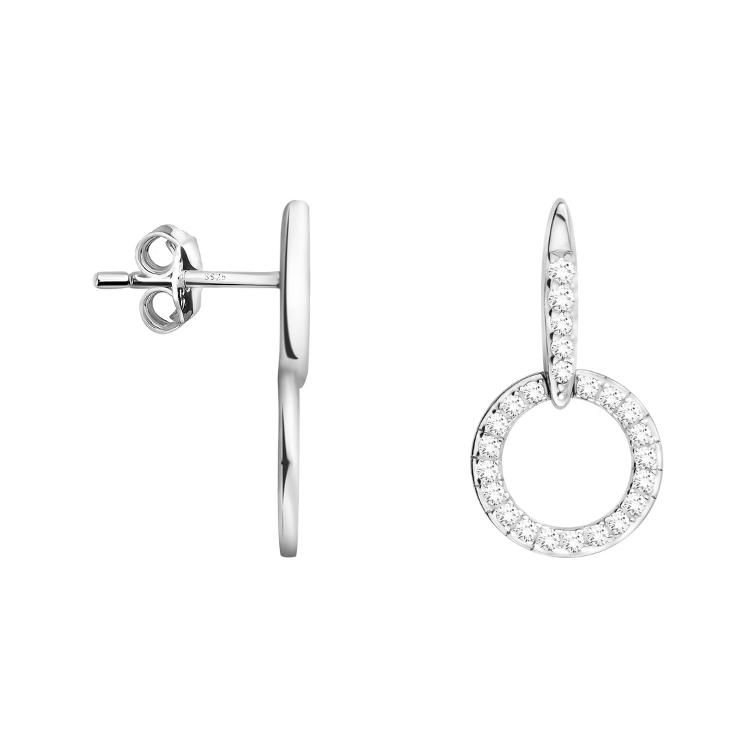 Haupt- und Seitenansicht von Kreis Ohrstecker in 925 Silber von Sofia Milani - E1947