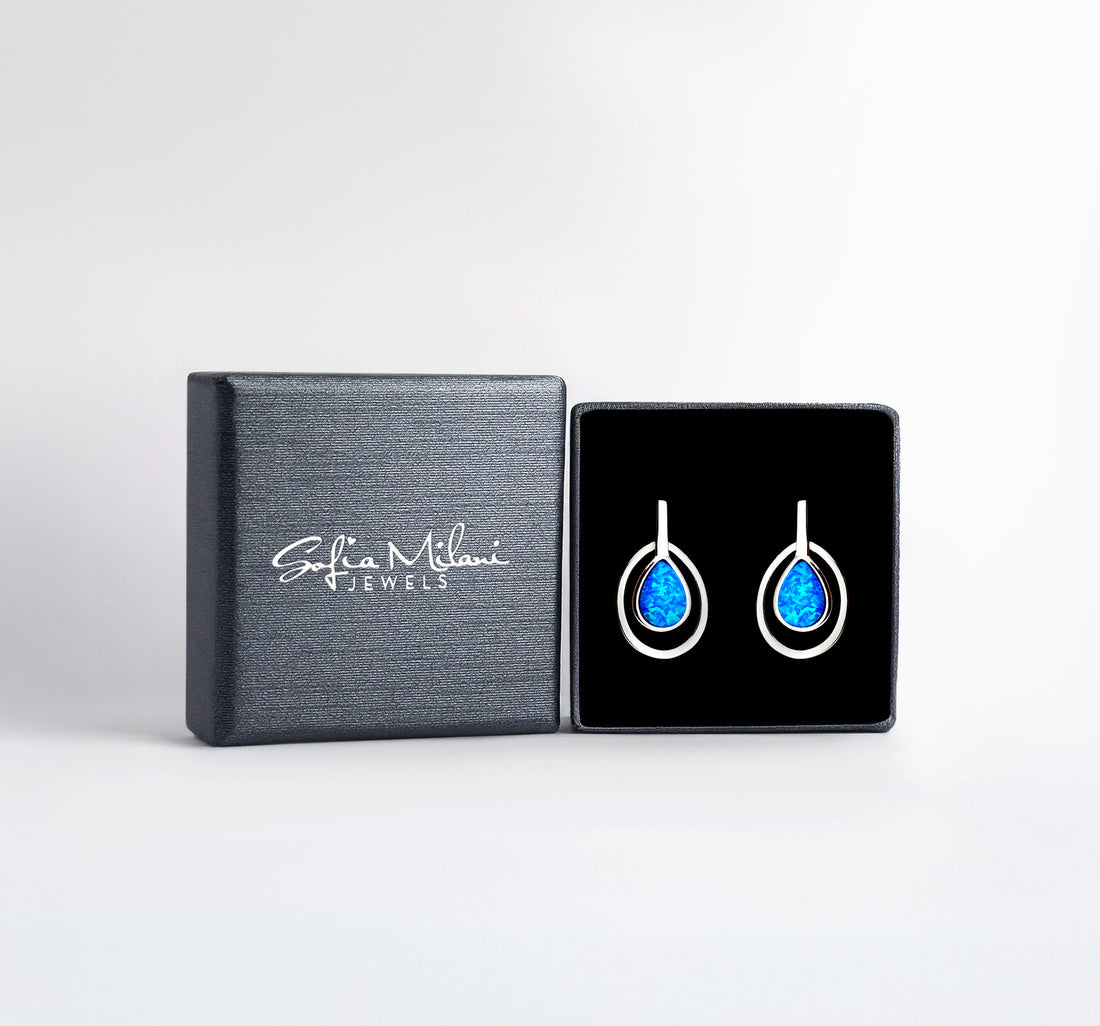 Boxansicht von Opal Ohrstecker in 925 Silber von Sofia Milani - E1948