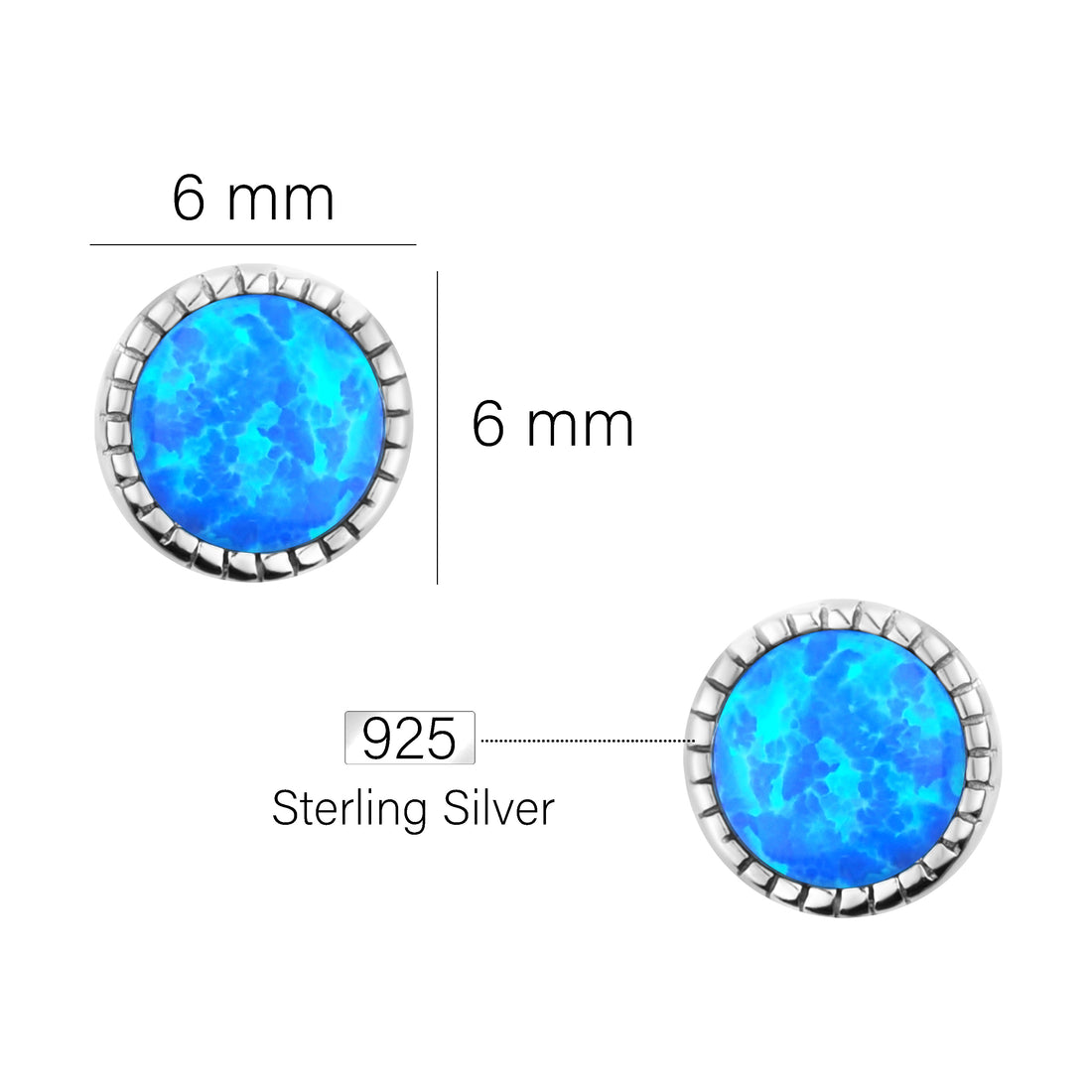 Maßenansicht von Opal Ohrstecker in 925 Silber von Sofia Milani - E1949