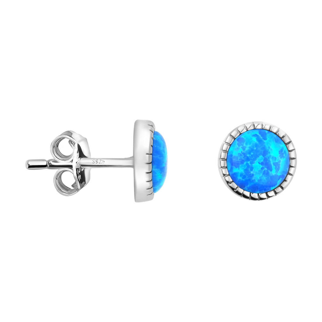 Haupt- und Seitenansicht von Opal Ohrstecker in 925 Silber von Sofia Milani - E1949