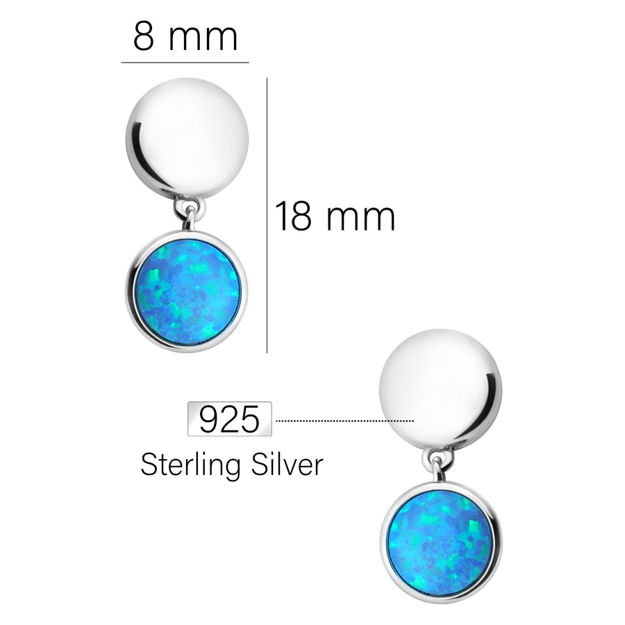 Maßenansicht von Opal Kreis Ohrhänger in 925 Silber von Sofia Milani - E1950