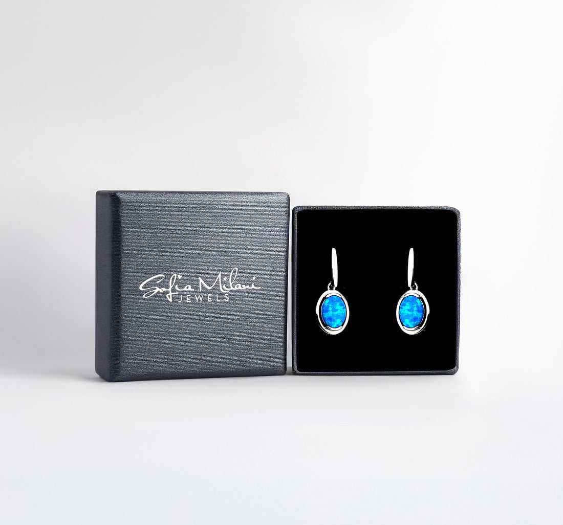 Boxansicht von Ovaler Opal Ohrhänger in 925 Silber von Sofia Milani - E1951
