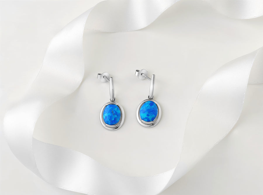 Ovaler Opal Ohrhänger in 925 Silber von Sofia Milani - E1951