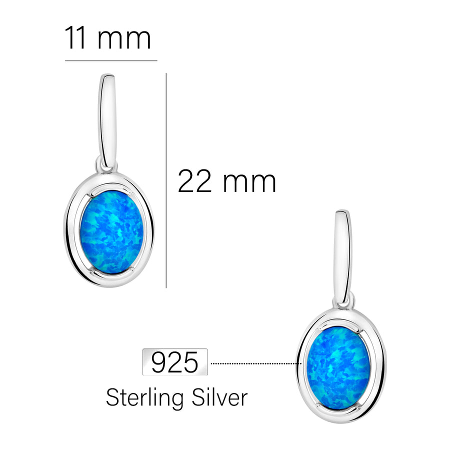 Maßenansicht von Ovaler Opal Ohrhänger in 925 Silber von Sofia Milani - E1951