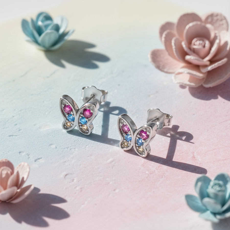 CloseUp Ansicht von Mehrfarbiger Zirkonia Ohrstecker in 925 Silber von Sofia Milani - E1952