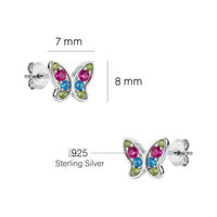 Maßenansicht von Mehrfarbiger Zirkonia Ohrstecker in 925 Silber von Sofia Milani - E1952