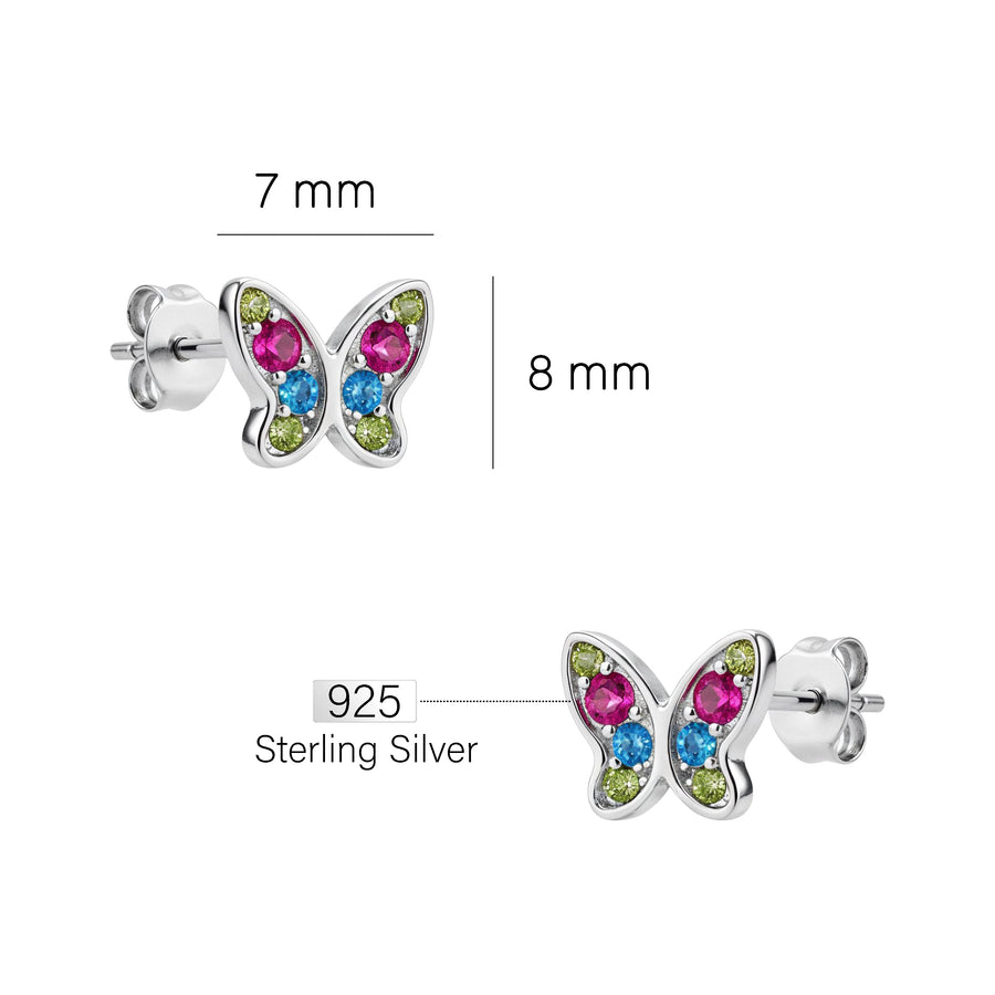 Maßenansicht von Mehrfarbiger Zirkonia Ohrstecker in 925 Silber von Sofia Milani - E1952