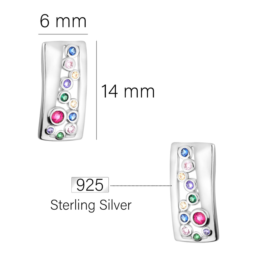 Maßenansicht von Mehrfarbiger Zirkonia Ohrhänger in 925 Silber von Sofia Milani - E1955