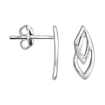 Haupt- und Seitenansicht von Oval Ohrstecker in 925 Silber von Sofia Milani - E1958