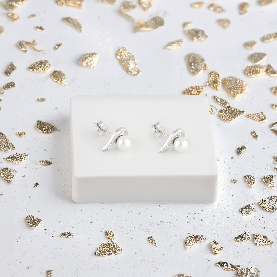 Perlen Ohrstecker in 925 Silber von Sofia Milani 