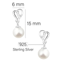 Maßenansicht von Herz Perlen Ohrstecker in 925 Silber von Sofia Milani - E1960