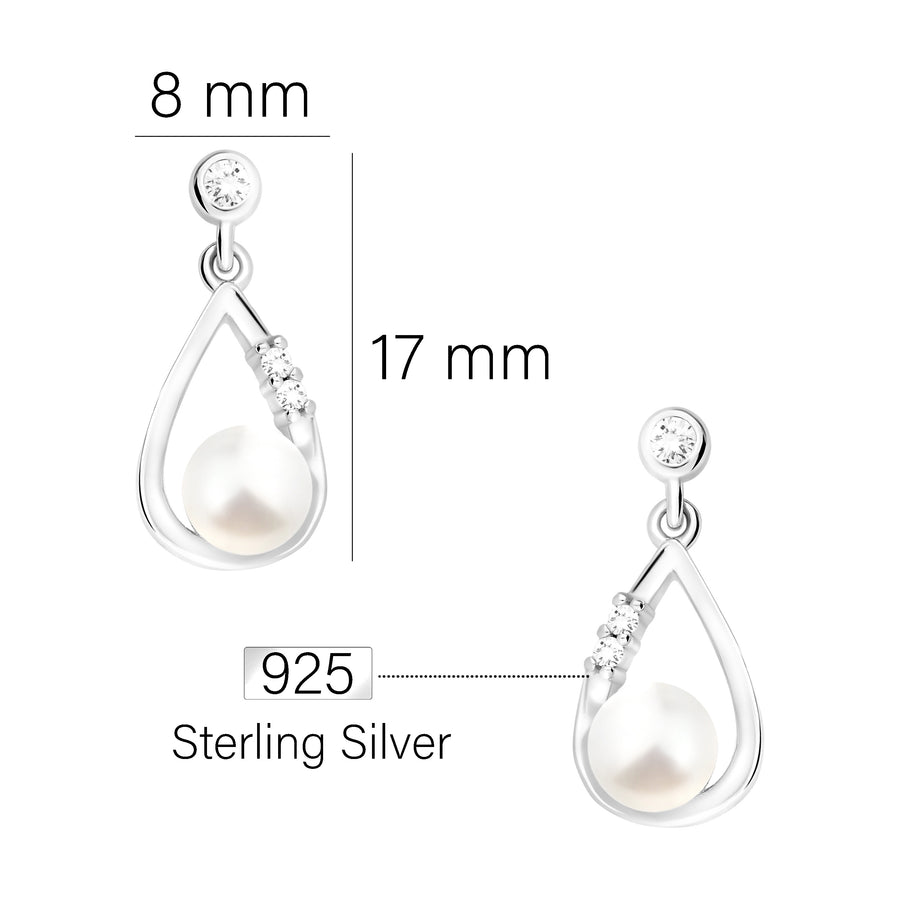 Maßenansicht von Perlen Ohrstecker in 925 Silber von Sofia Milani - E1962