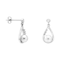 Haupt- und Seitenansicht von Perlen Ohrstecker in 925 Silber von Sofia Milani - E1962