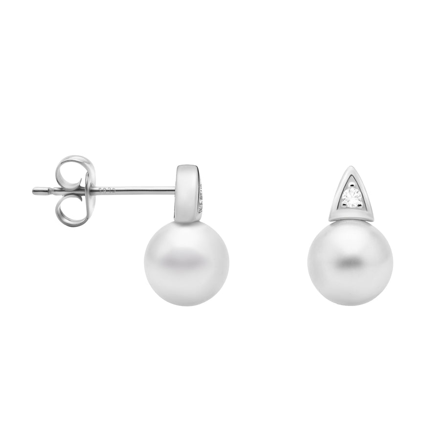 Haupt- und Seitenansicht von Perlen Ohrstecker in 925 Silber von Sofia Milani - E1964