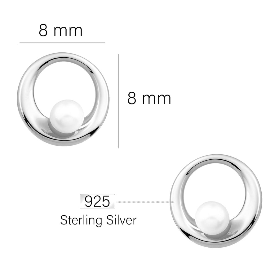 Maßenansicht von Kugel Kreis Ohrstecker in 925 Silber von Sofia Milani - E1965