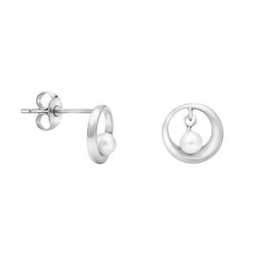 Haupt- und Seitenansicht von Kugel Kreis Ohrstecker in 925 Silber von Sofia Milani - E1965