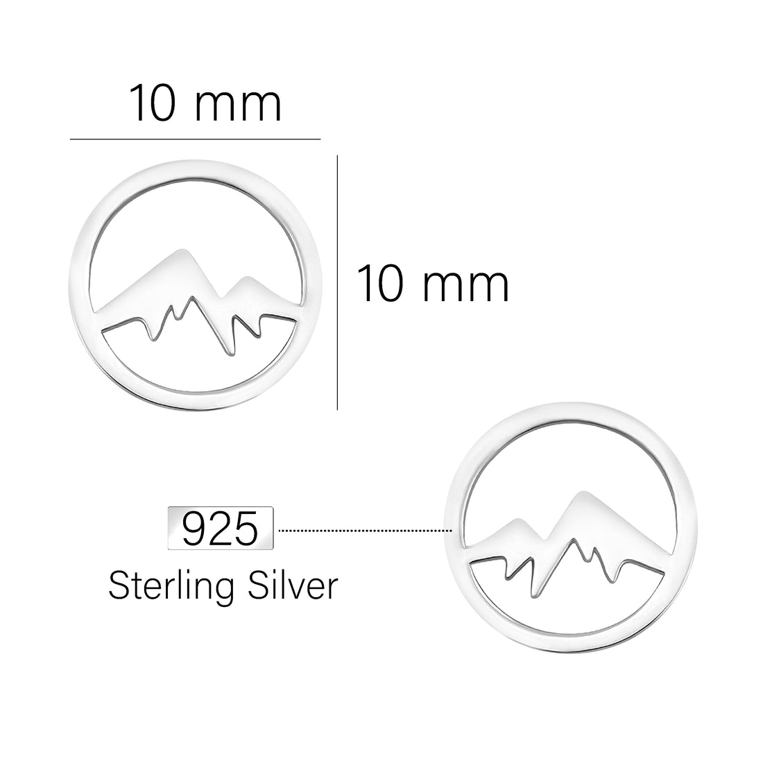Maßenansicht von Berg Ohrstecker in 925 Silber von Sofia Milani - E1966